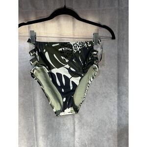 Bar III Women's Multicolor Moody Tropics Cutout Bikini Bottoms Swim Size XS
